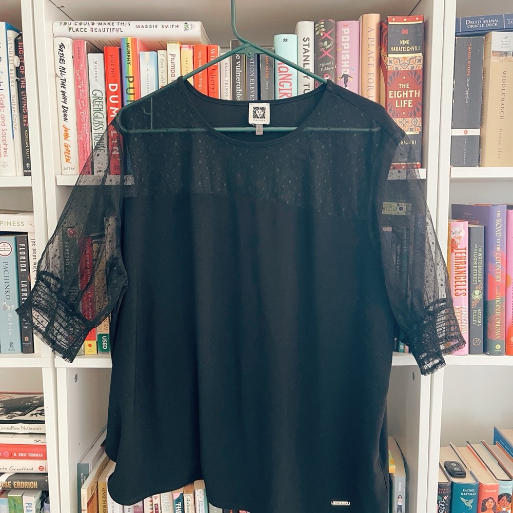 Elegant Black Sheer Sleeve Top